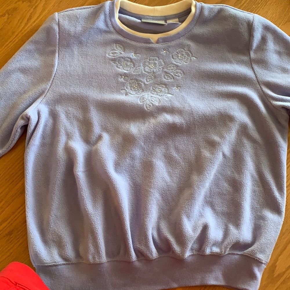 a soft crew neck granny sweater